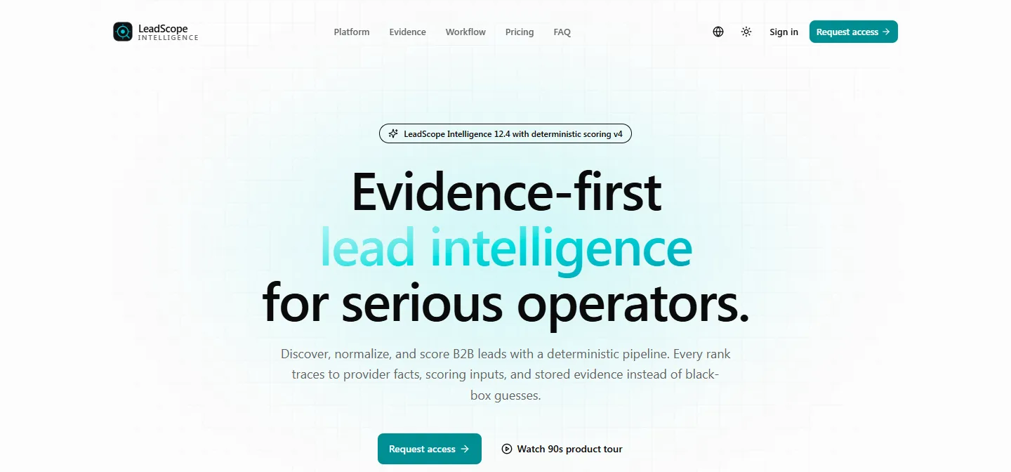 LeadScope landing page: Evidence-first lead intelligence