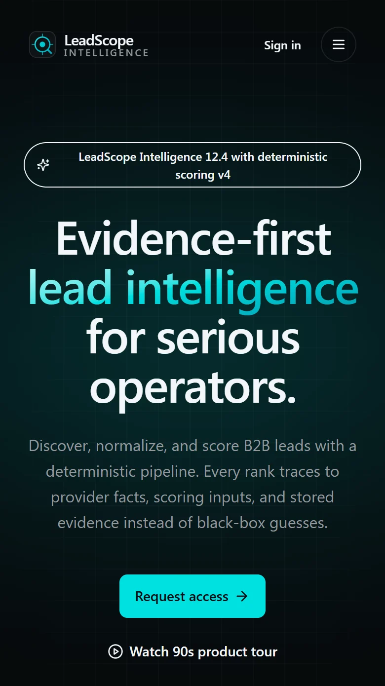 LeadScope lead-intelligence dashboard with demo data